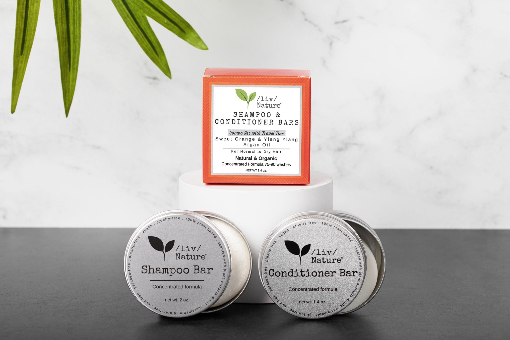 Shampoo & Conditioner Bar Set with Travel Case /liv/ Nature