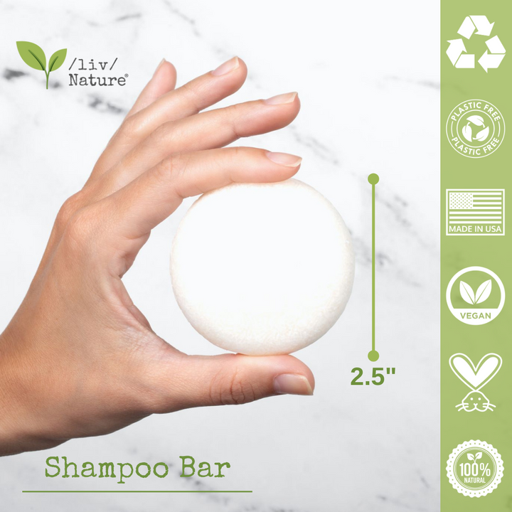 /liv/ Nature Shampoo Bar and Conditioner Set with Travel Case | Volume and Moisture for Dry Hair | Orange, Ylang Ylang, Argan Oil | Made in USA | 2-pk