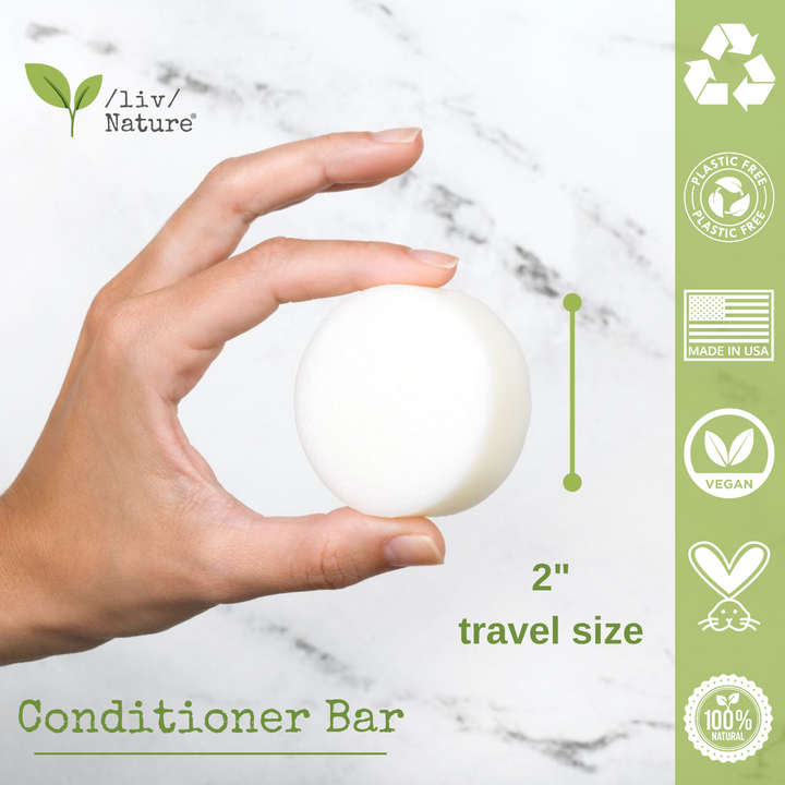 hand holding /liv/ Nature conditioner bar travel size 2"