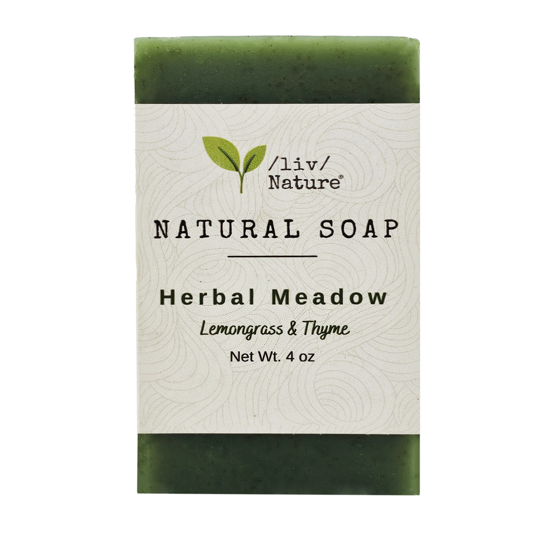 liv nature natural organic soap herbal meadow with lemongrass and thyme 4oz