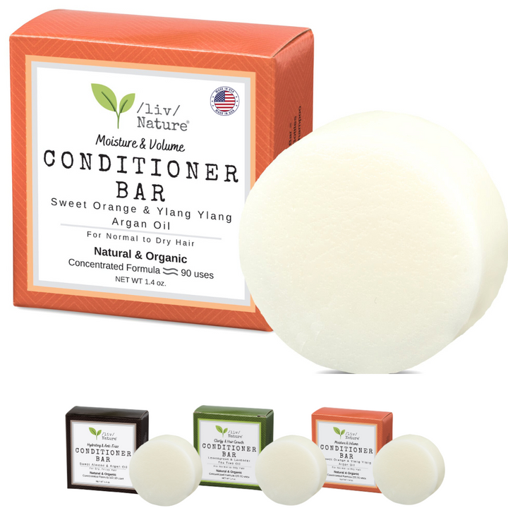 liv Nature conditioner bar with organic essential oils for normal to dry hair.