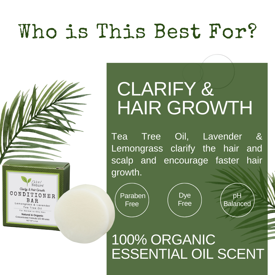tea tree oil lavender coconut oil /liv/ Nature Conditioner Bar | Light Conditioning | Clarifying and Growth | Lemongrass, Lavender, Tea Tree Oil | Travel Essential