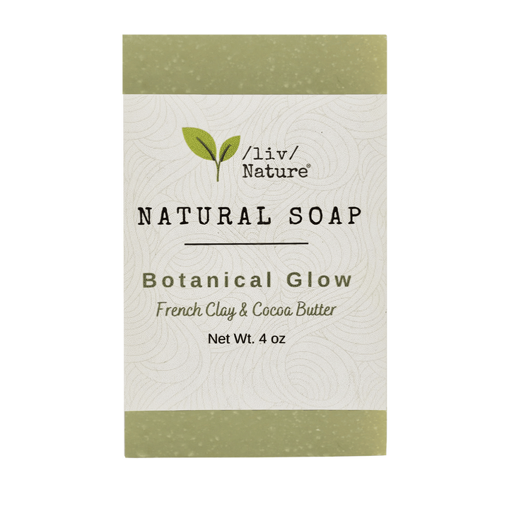 liv nature natural organic soap botanical glow with french clay and cocoa butter 4oz