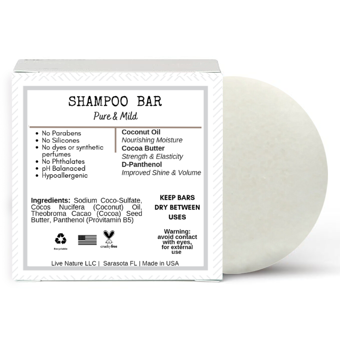 /liv/ Nature Unscented Shampoo Bar | Hypoallergenic | Fragrance Free | Ultra Gentle, Safe for Sensitive Skin, Psoriasis | Travel Essential | USA 1-pk