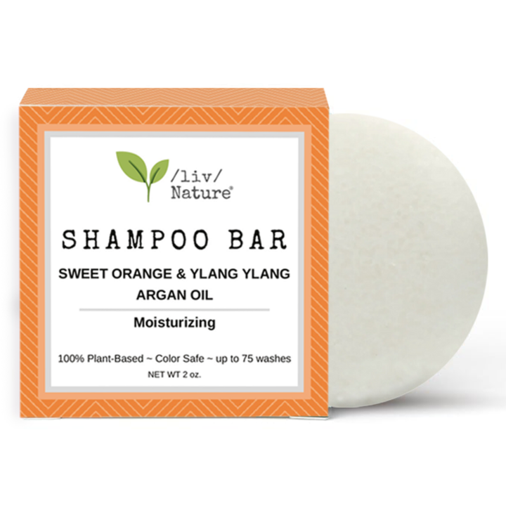 /liv/ Nature Shampoo Bar | Volume and Moisture for Dry Hair | Sweet Orange, Ylang Ylang, Argan Oil | Travel Essential | Made in USA | 1-pk