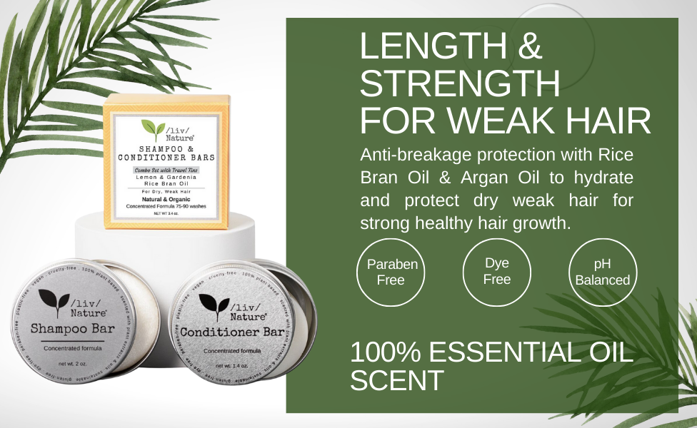 liv nature shampoo bars and conditioner set for length and strength for weak hair