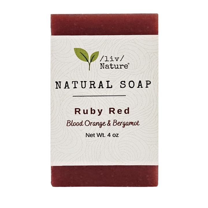 /liv/ Nature Organic Natural Soap Bar | Gentle Cleansing |  Ruby Red Soap Blood Orange & Bergamot | Made in USA | 4 Oz 1-pk