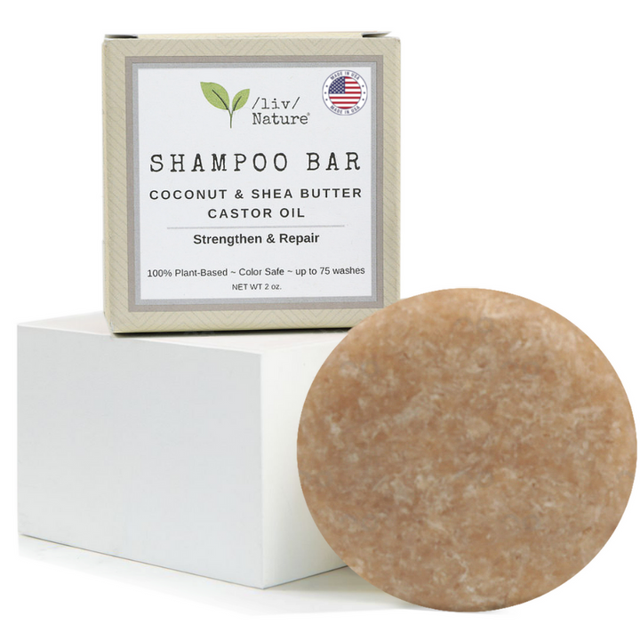 Strengthening shampoo bar for dry weak brittle hair castor oil rice protein coconut scented shampoo
