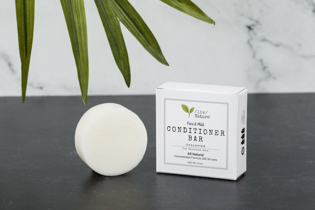 /liv/ Nature Unscented Conditioner Bar | Light, Weightless Conditioning Effect | Sulfate-Free | All Natural | Eco Friendly | Travel Size | Made in USA