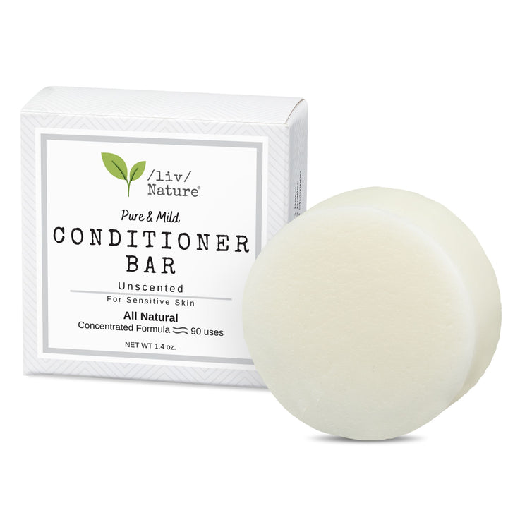 /liv/ Nature Unscented Conditioner Bar | Light, Weightless Conditioning Effect | Sulfate-Free | All Natural | Eco Friendly | Travel Size | Made in USA